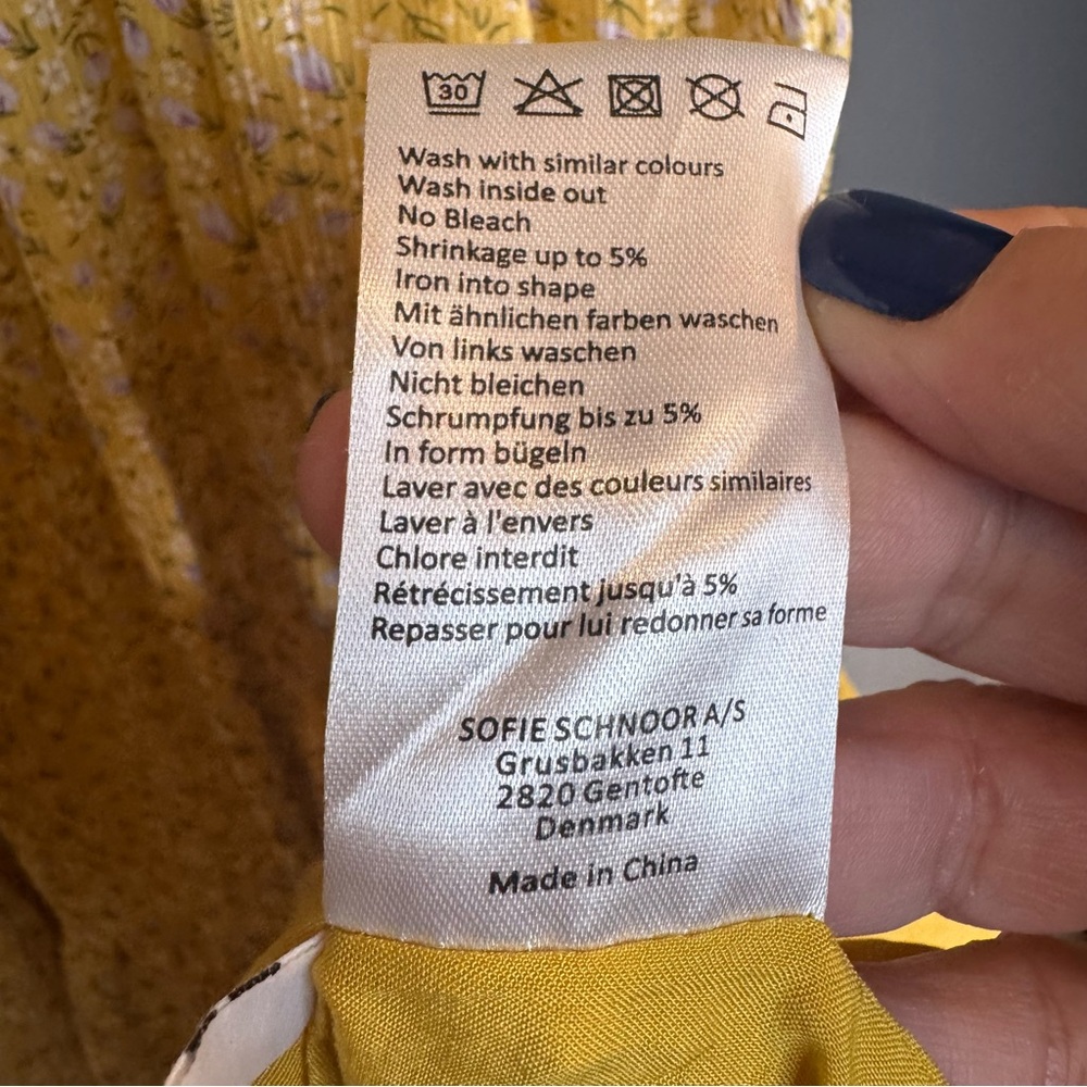Sofie Schnoor Girls Yellow Floral Midi Dress Size 14Y‎ Tiered Short Sleeve - Picture 9 of 13